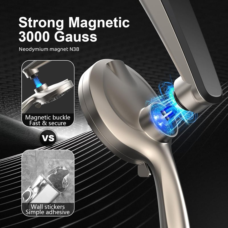 Razime Rain Shower Head with Handheld High Pressure rainfall Shower Heads with Handheld Spray Combo Adjustable one-piece stand daul shower head Built-in Magnetic Docking and Power Jets - Image 2